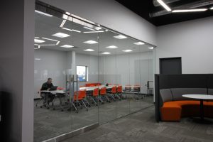 Office chairs in an office space