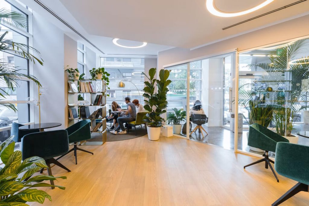 office space with floor-to-ceiling windows