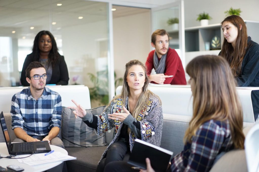 team collaborating in office