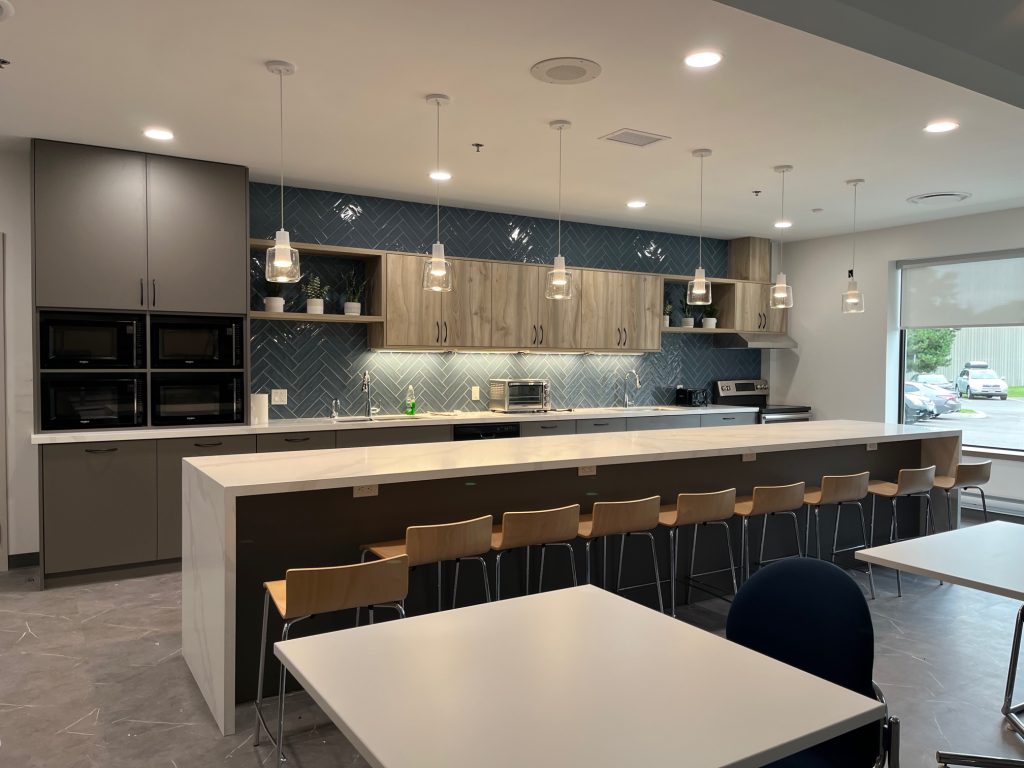 sleek modern office kitchen