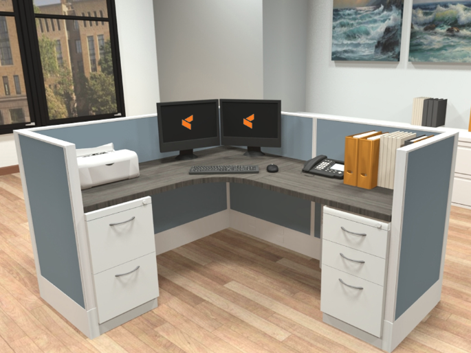 modular office desk set up